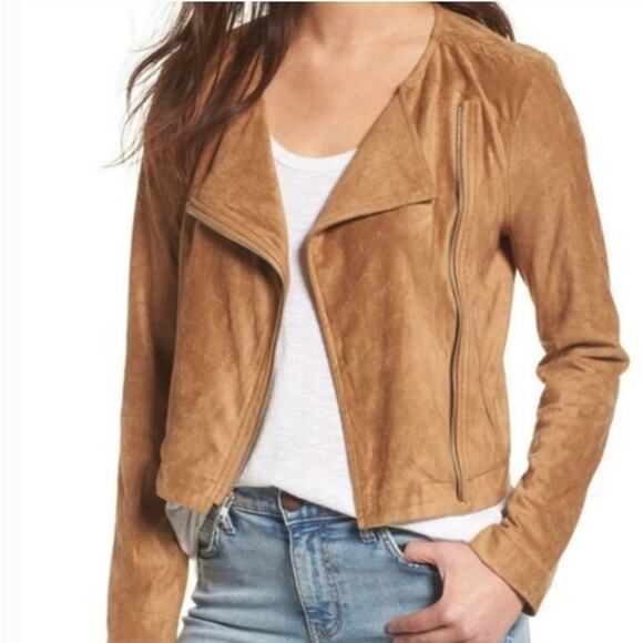 BB Dakota Jackets & Blazers - BB Dakota Suede Moto Jacket. Size: Small Color: Brown